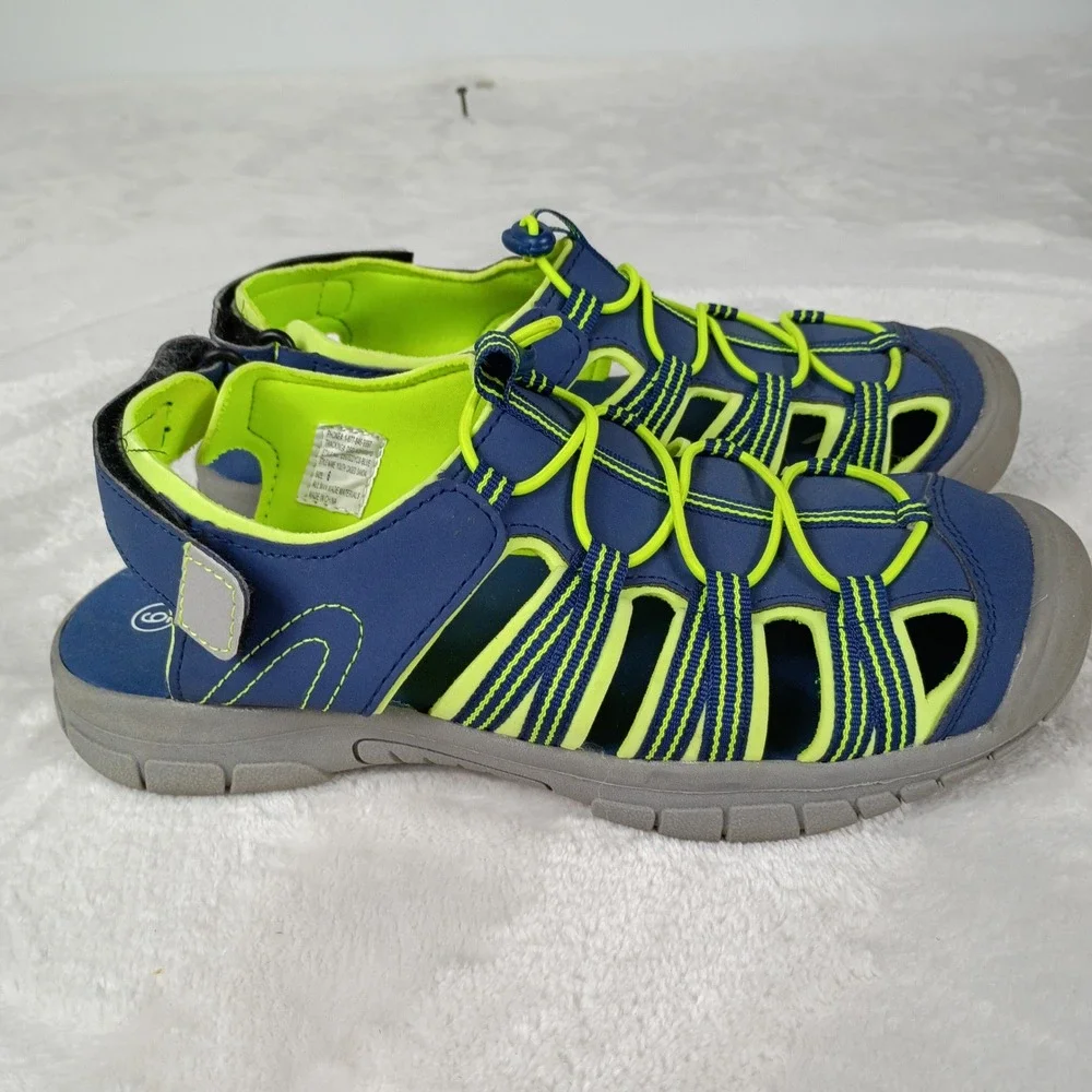 DSG Caged Sandal Youth 6 Blue Neon Green Bungee Hiking Outdoor Gorpcore Summer